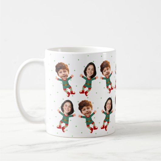Personalisierten 2 Fotos Funny Christmas Elf Kind Kaffeetasse (Links)