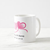 Personalisierten 2 Herz Hochzeitstag Kaffeetasse (VorderseiteRechts)