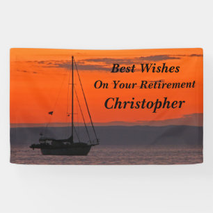 Personalisierten 3 Zeilen Text Sailboat Retirement Banner