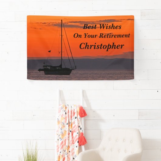 Personalisierten 3 Zeilen Text Sailboat Ruhestand Banner (Insitu)