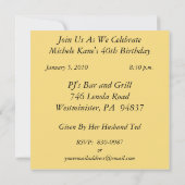 Personalisierten 40. Geburtstagsfeiern Party Einla Einladung (Rückseite)