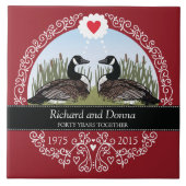 Personalisierten 40. Hochzeitstag, Gänse Fliese (Vorderseite)