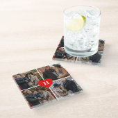 Personalisierten 4 Foto Collage Rotes Herz Mit Mon Glasuntersetzer (Schrägansicht)