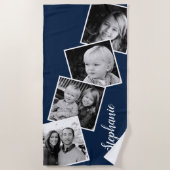 Personalisierten 4-Fotocollage Film Strip Navy Blu Strandtuch (Vorderseite)