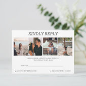 Personalisierten 4 Fotocollage Wedding RSVP Card (Stehend Vorderseite)
