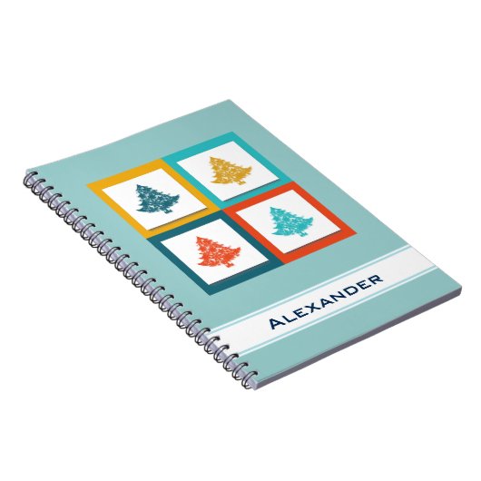 Personalisierten 4 Weihnachtsbaumen Retro-Design Notizblock (Rechte Seite)