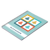 Personalisierten 4 Weihnachtsbaumen Retro-Design Notizblock (Linke Seite)