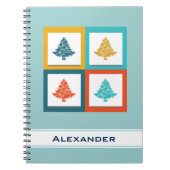 Personalisierten 4 Weihnachtsbaumen Retro-Design Notizblock (Vorderseite)