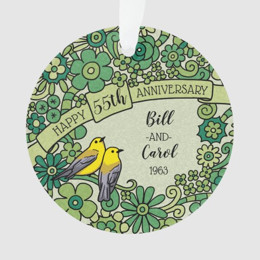 Personalisierten 55 Jahre Jubiläum Emerald Floral Ornament (Vorderseite)
