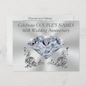 Personalisierten 60. Jubiläum lädt ein, IHREN TEXT Einladungspostkarte (Vorne/Hinten)