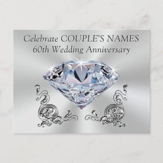 Personalisierten 60. Jubiläum lädt ein, IHREN TEXT Einladungspostkarte (Vorderseite)