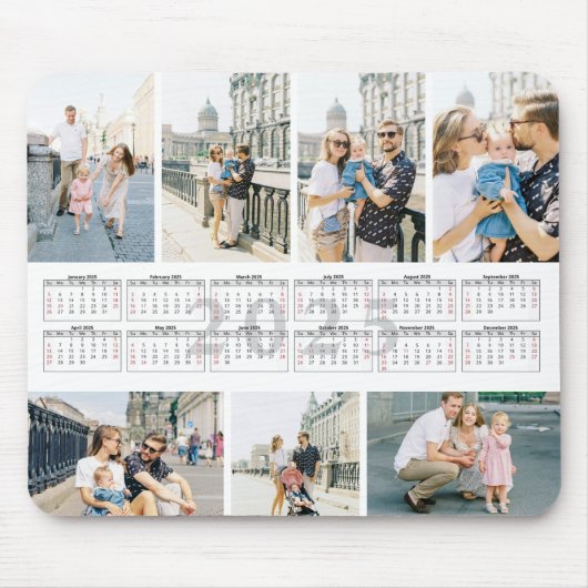 Personalisierten 7 Familienkalender Foto 2025 Mousepad (Vorne)