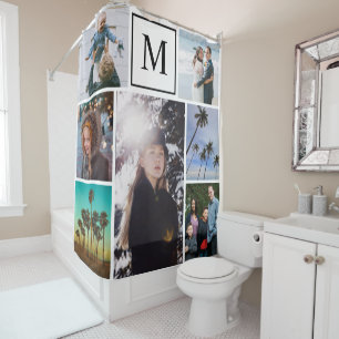 Personalisierten 7 Foto Mit Monogramm Chic Duschvorhang