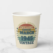 Personalisierten achtzig Vintage 80. Geburtstagspa Pappbecher (Rückseite)