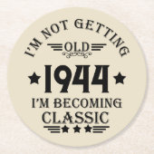 Personalisierten achtzig Vintage 80. Geburtstagspa Runder Pappuntersetzer (Vorderseite)