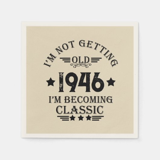 Personalisierten achtzig Vintage 80. Geburtstagspa Serviette (Vorderseite)