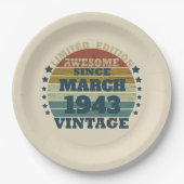 Personalisierten achtzig Vintagen 80. Geburtstag Pappteller (Vorderseite)
