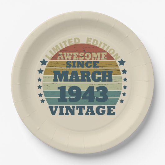 Personalisierten achtzig Vintagen 80. Geburtstag Pappteller (Vorderseite)