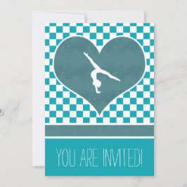 Personalisierten Aquamarine Green Checkered Gymnas Einladung