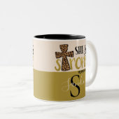 Personalisierten Christliche sie ist starke Sprich Zweifarbige Tasse (VorderseiteRechts)