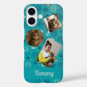 Personalisierten drei Fotomaterial & Name-Handy-Fa iPhone 16 Hülle