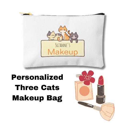 Personalisierten drei Katzen Makeup Zubehörtasche