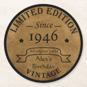 Personalisierten fünfundachtzig Vintager 85. Gebur Runder Pappuntersetzer (Vorderseite)