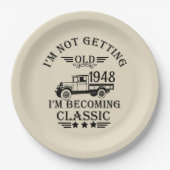 Personalisierten fünfundsiebzig Vintagen 75. Gebur Pappteller (Vorderseite)