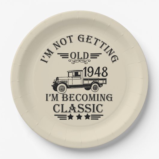 Personalisierten fünfundsiebzig Vintagen 75. Gebur Pappteller (Vorderseite)