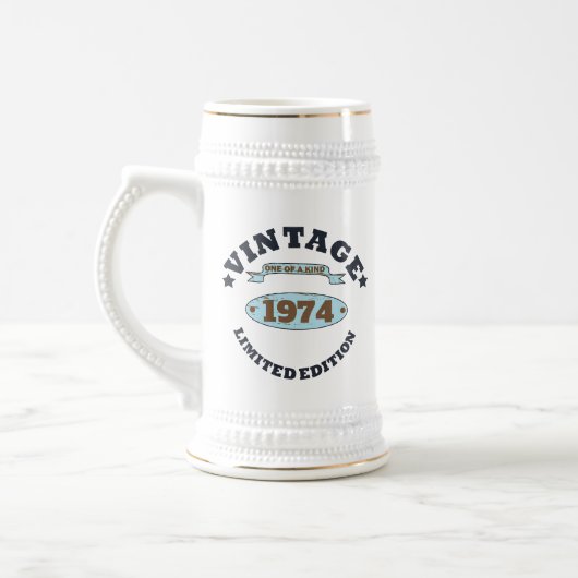 Personalisierten fünfzig Vintagen 50. Geburtstagsp Bierglas (Links)