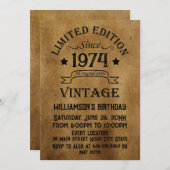 Personalisierten fünfzig Vintagen 50. Geburtstagsp Einladung (Vorne/Hinten)