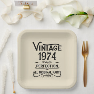 Personalisierten fünfzig Vintagen 50. Geburtstagsp Pappteller