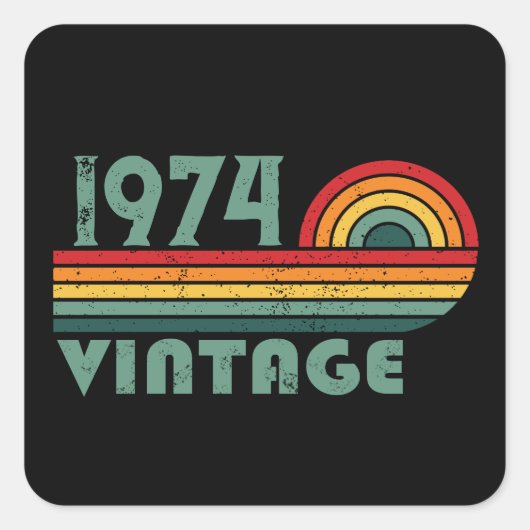 Personalisierten fünfzig Vintagen 50. Geburtstagsp Quadratischer Aufkleber (Vorderseite)