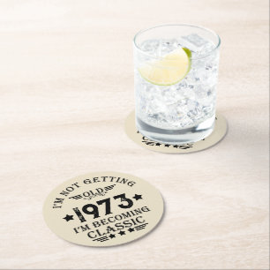 Personalisierten fünfzig Vintagen 50. Geburtstagsp Runder Pappuntersetzer