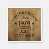 Personalisierten fünfzig Vintagen 50. Geburtstagsp Serviette (Vorderseite)