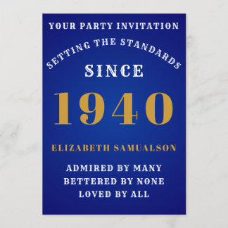 Personalisierten Geburtstag 1940 Blauer Gold hinzu Einladung