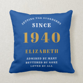 Personalisierten Geburtstag 1940 Blauer Gold hinzu Kissen