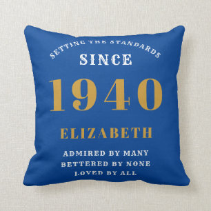 Personalisierten Geburtstag 1940 Blauer Gold hinzu Kissen