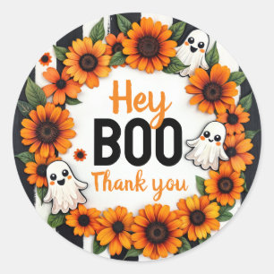 Personalisierten Halloween Ghost 'Hey Boo, danke' Runder Aufkleber