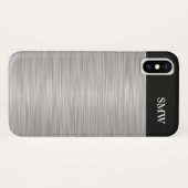 Personalisierten Imitat Edelstahl und Schwarz Case-Mate iPhone Hülle (Rückseite (Horizontal))