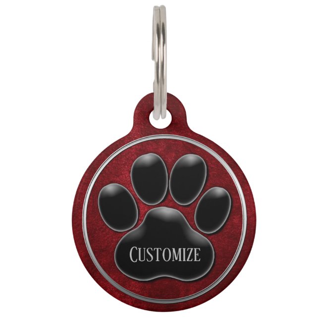 Personalisierten Imitat Red Velvet Paw Print Haustiermarke (Vorderseite)