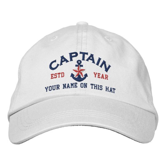 Personalisierten Jahr Captain Star Anchor Bestickte Kappe (Vorderseite)