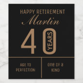 Personalisierten Jahre dienstliches Party Weinetikett (Einzelnes Label)