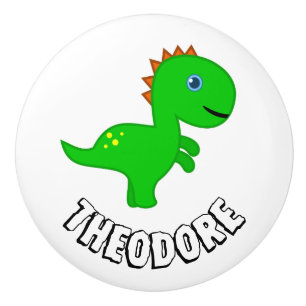Personalisierten Kinder-Green-Dino-Schublade Keramikknauf