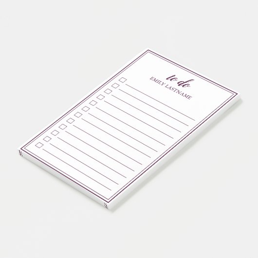 Personalisierten Lila Grenzübergangsnotizen Post-it Klebezettel (angewinkelt)