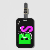 personalisierten & mrs. Neon-Initialen Gepäckanhänger (Vorderseite Vertikal)