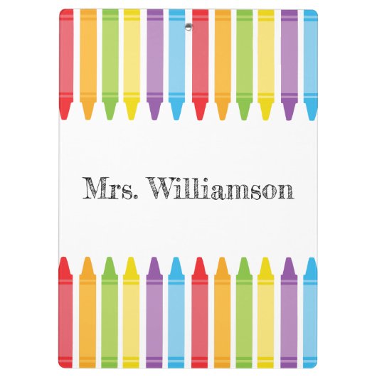 Personalisierten Niedliche Crayons Lehrer zurück z Klemmbrett (Rückseite)