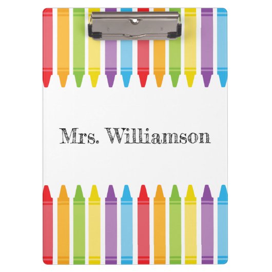 Personalisierten Niedliche Crayons Lehrer zurück z Klemmbrett (Vorderseite)