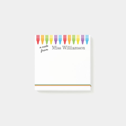 Personalisierten Niedliche Crayons Lehrer zurück z Post-it Klebezettel (Vorderseite)