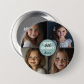 Personalisierten Niedlichen 4 Foto Geburtstag Button (Vorne & Hinten)